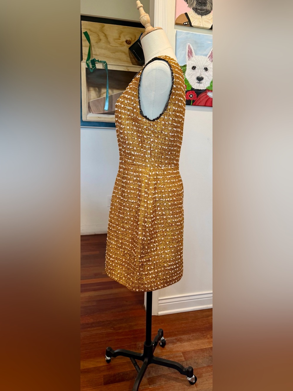Louis Vuitton Tweed Sleeveless A-Line Dress with Black Trim - Picture 8 of 12